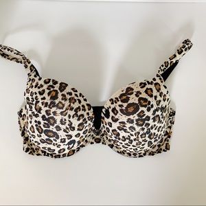 Felina Black Bow push-up bra leopard print 34DD